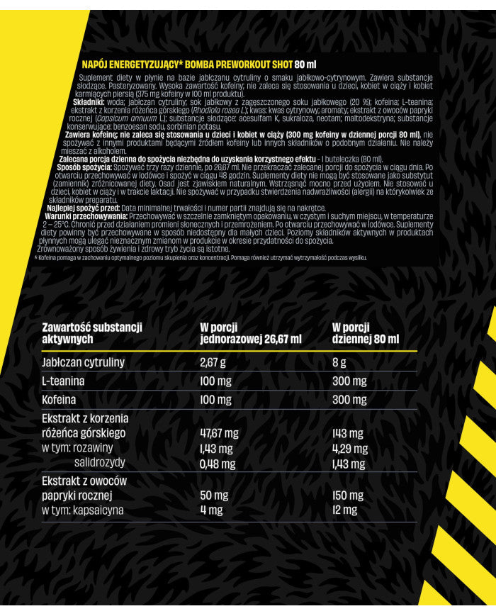 DZIK® PREWORKOUT SHOT SOUR APPLE 80ml – zdjęcie 2
