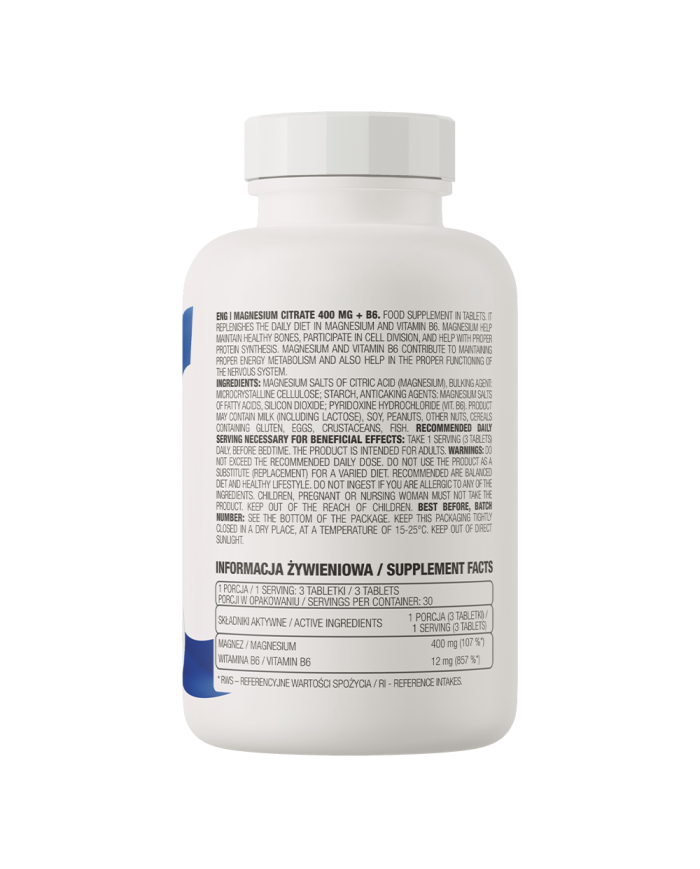 OstroVit Magnesium Citrate 400 mg +  B6 90 tab – zdjęcie 2