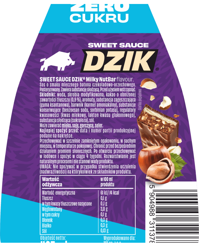 DZIK® MILKY NUTBAR SAUCE 425 ml – zdjęcie 2