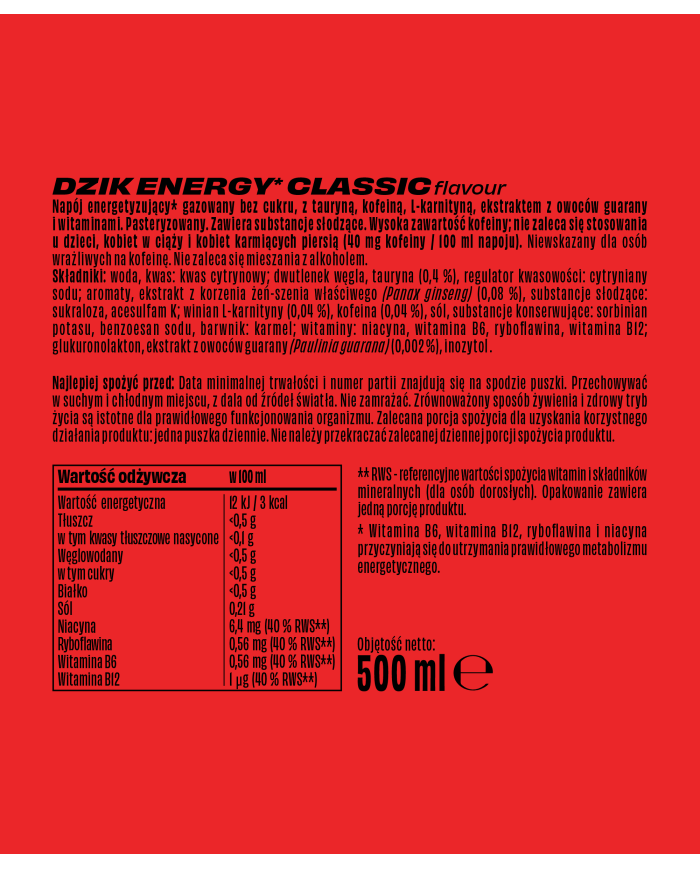 DZIK® ENERGY 500ml – zdjęcie 2
